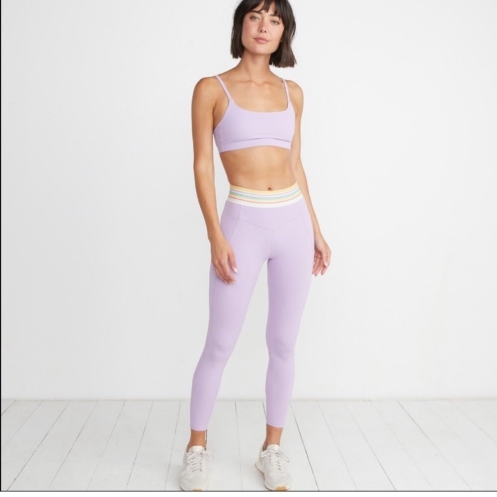Marine Layer Purple Leggings Rainbow Waistband Activewear Large